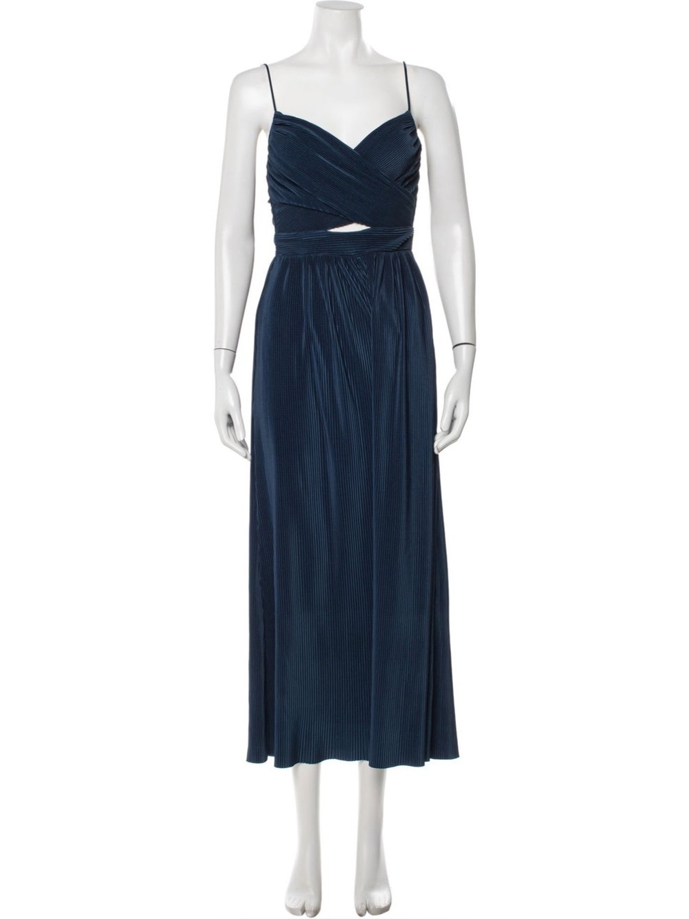 ASTR Navy Pleated Midi Dress with Wrap Bodice